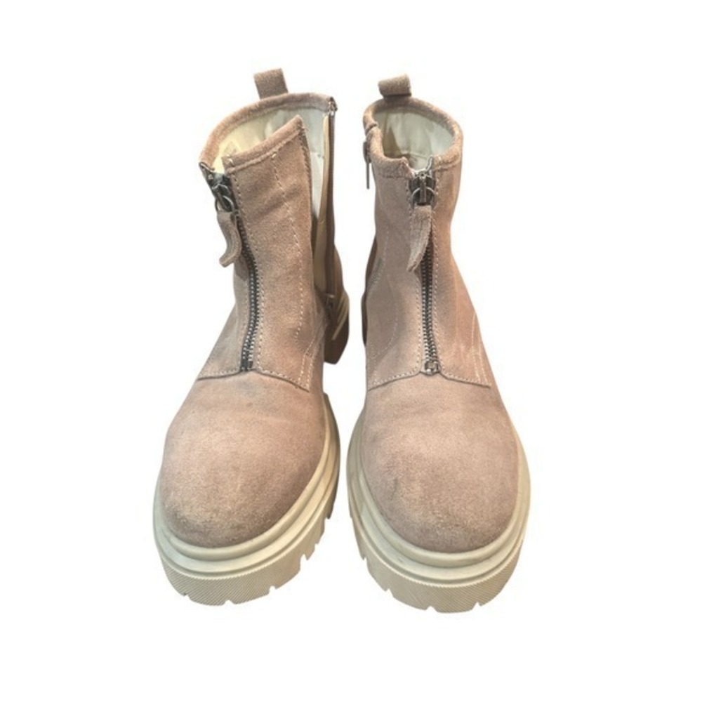 Cruza Women's Tan Suede Zip Front & Side Lug Sole Ankle Boots Size 39 - Picture 5 of 8